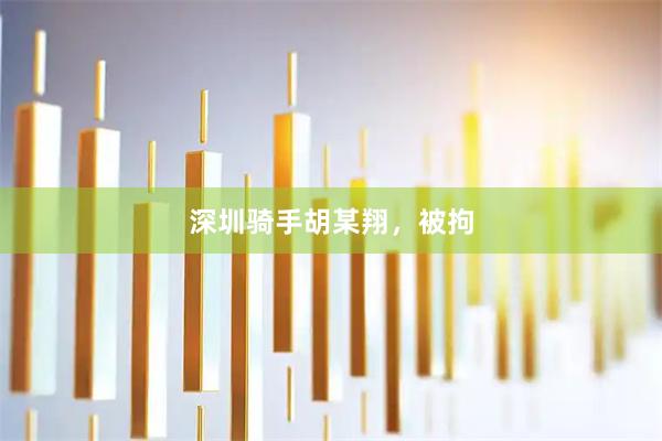 深圳骑手胡某翔,被拘